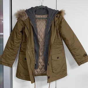 New Faux Fur sweatshirt parka sz S